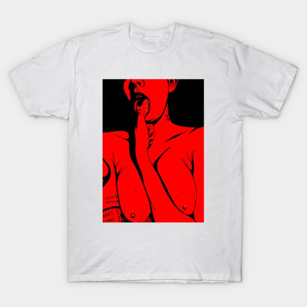 Licking finger T-Shirt by tainamaneschy